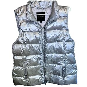 Talbots Metallic Silver Quilted Puffer Vest